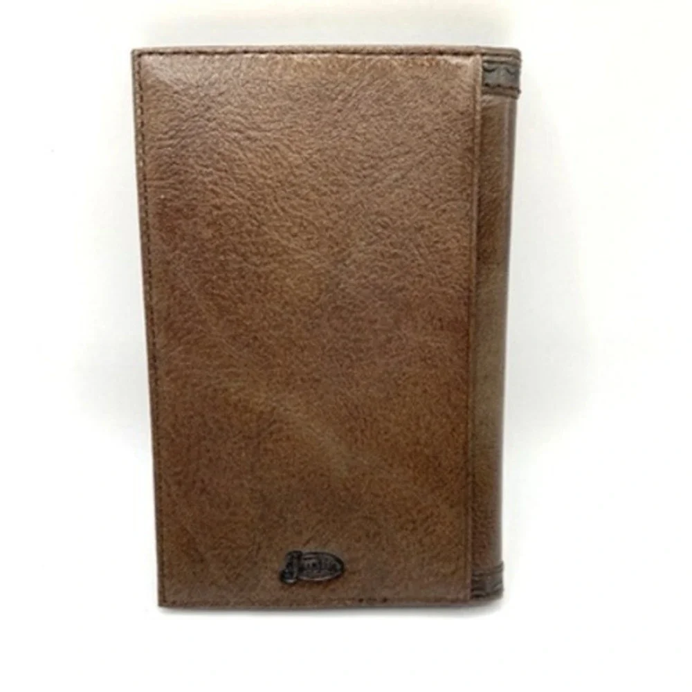 Justin Mens RFID  Low Profile Bifold Wallet Brown Leather Rodeo Western‎ NIB